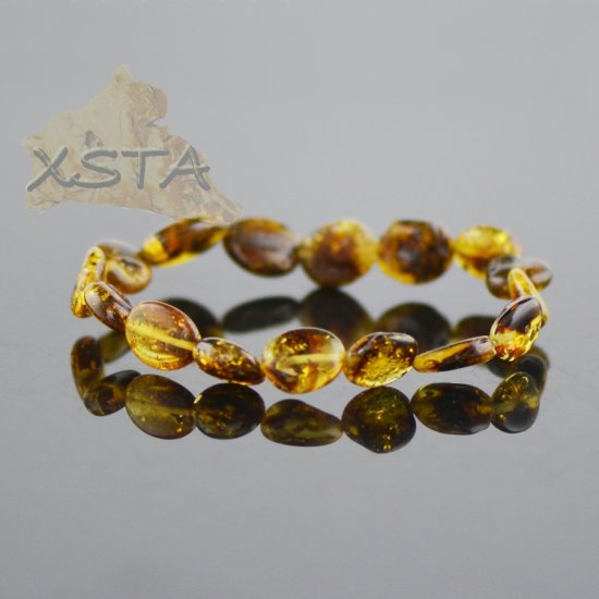 Dark green amber beads bracelet